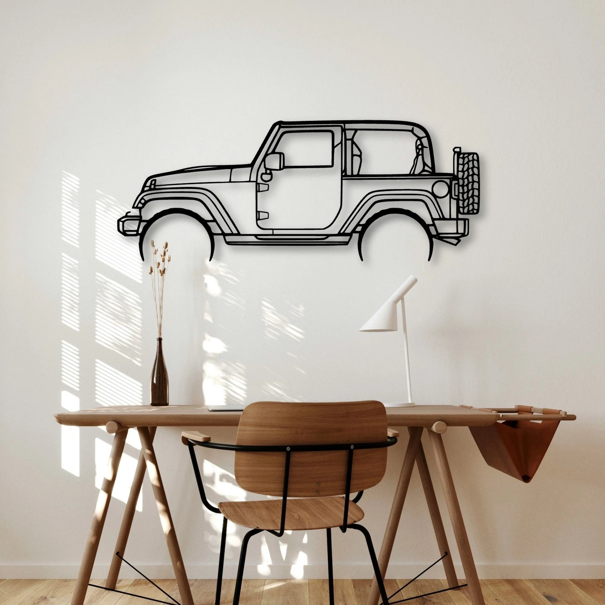 Wrangler 2 Door Classic Silhouette Metal Wall Art - Automotive Garage Decor
