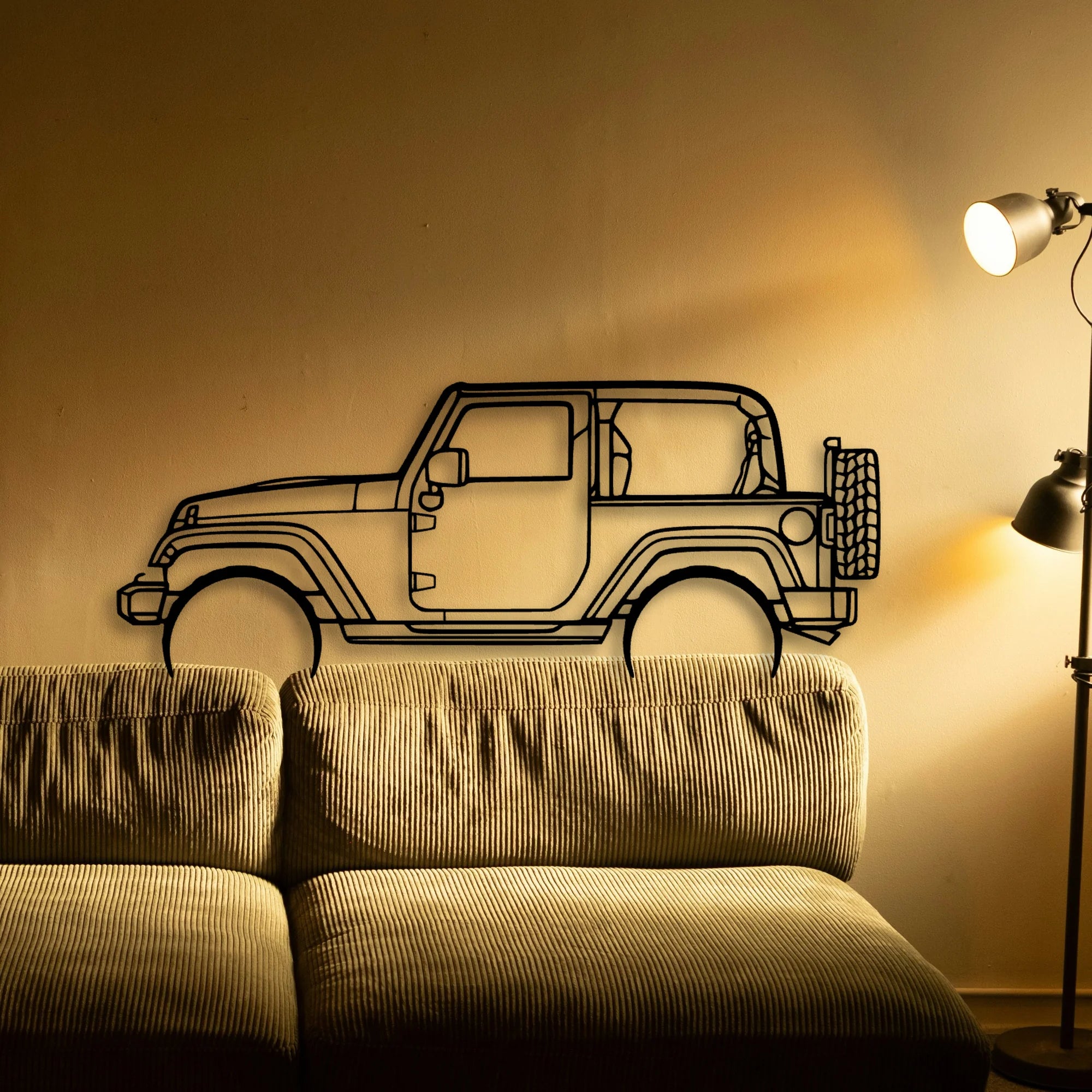 Wrangler 2 Door Classic Silhouette Metal Wall Art - Automotive Garage Decor