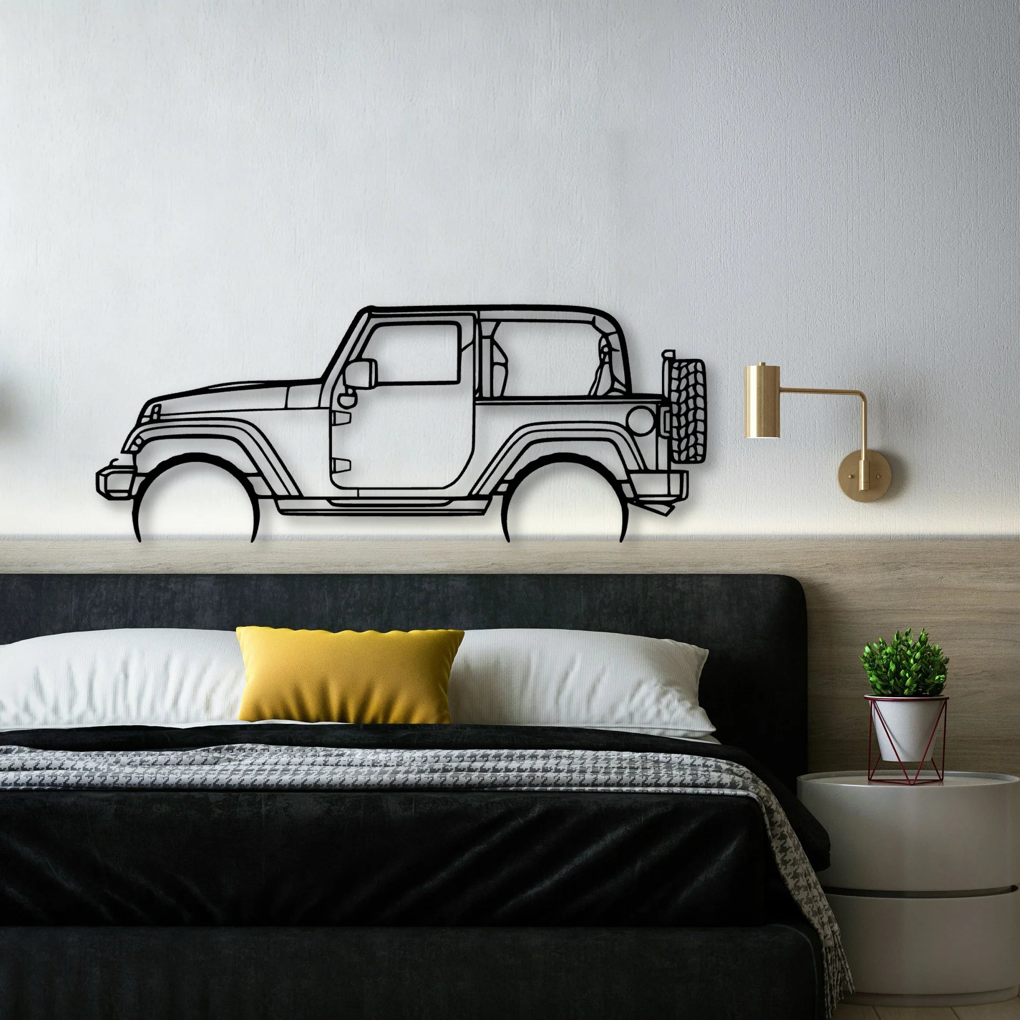 Wrangler 2 Door Classic Silhouette Metal Wall Art - Automotive Garage Decor