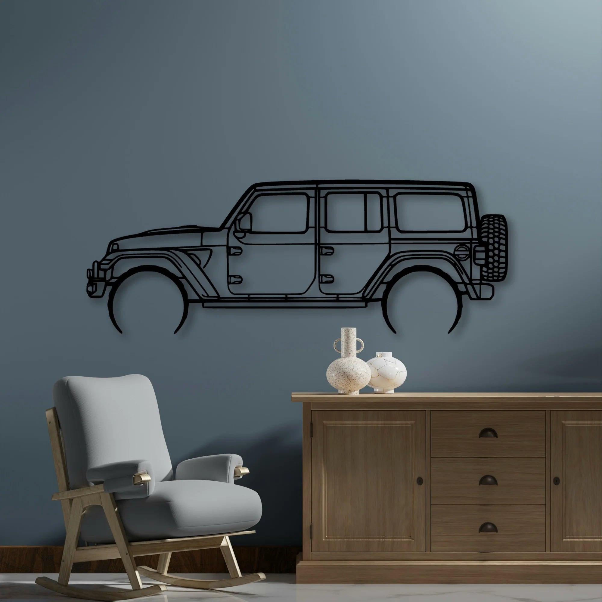 Wrangler 392 XR Classic Silhouette Metal Wall Art - Automotive Garage Decor
