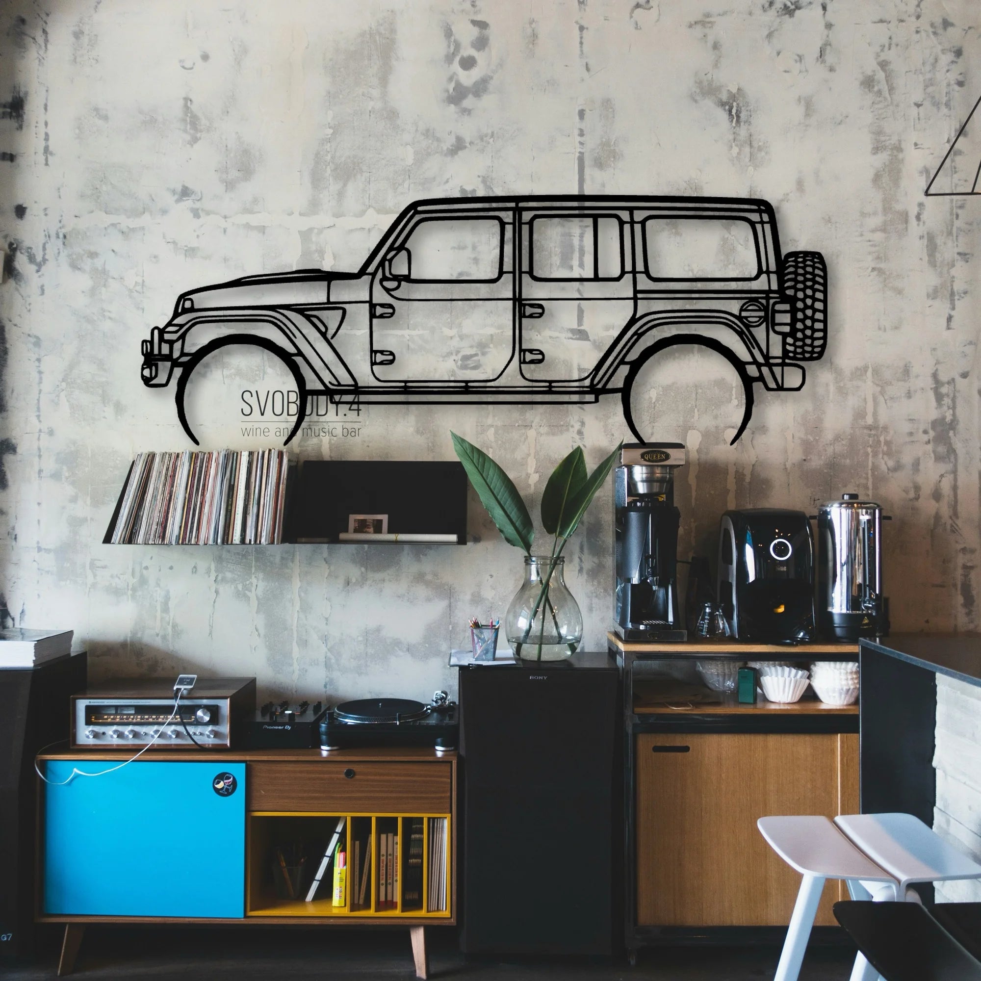 Wrangler 392 XR Classic Silhouette Metal Wall Art - Automotive Garage Decor