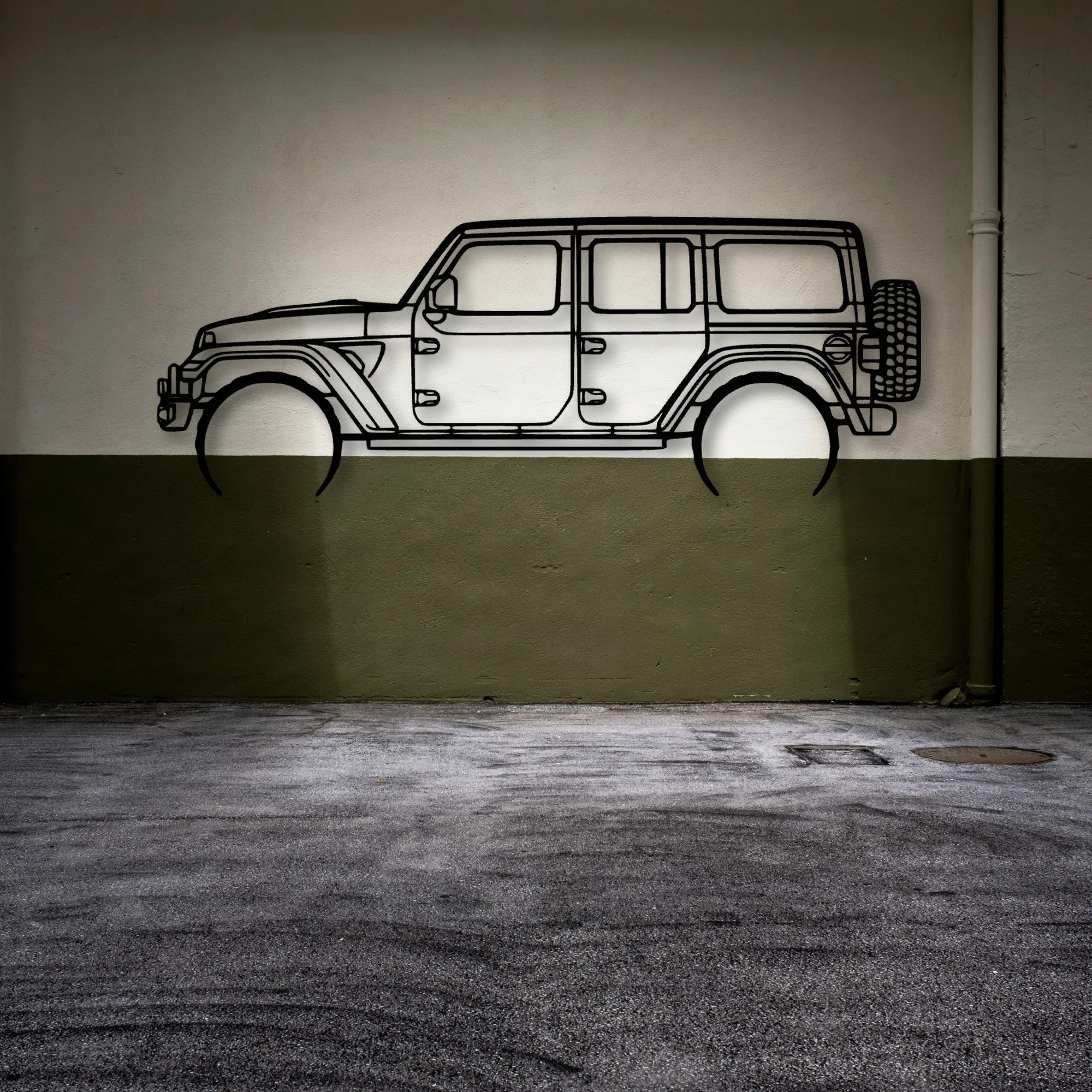 Wrangler 392 XR Classic Silhouette Metal Wall Art - Automotive Garage Decor