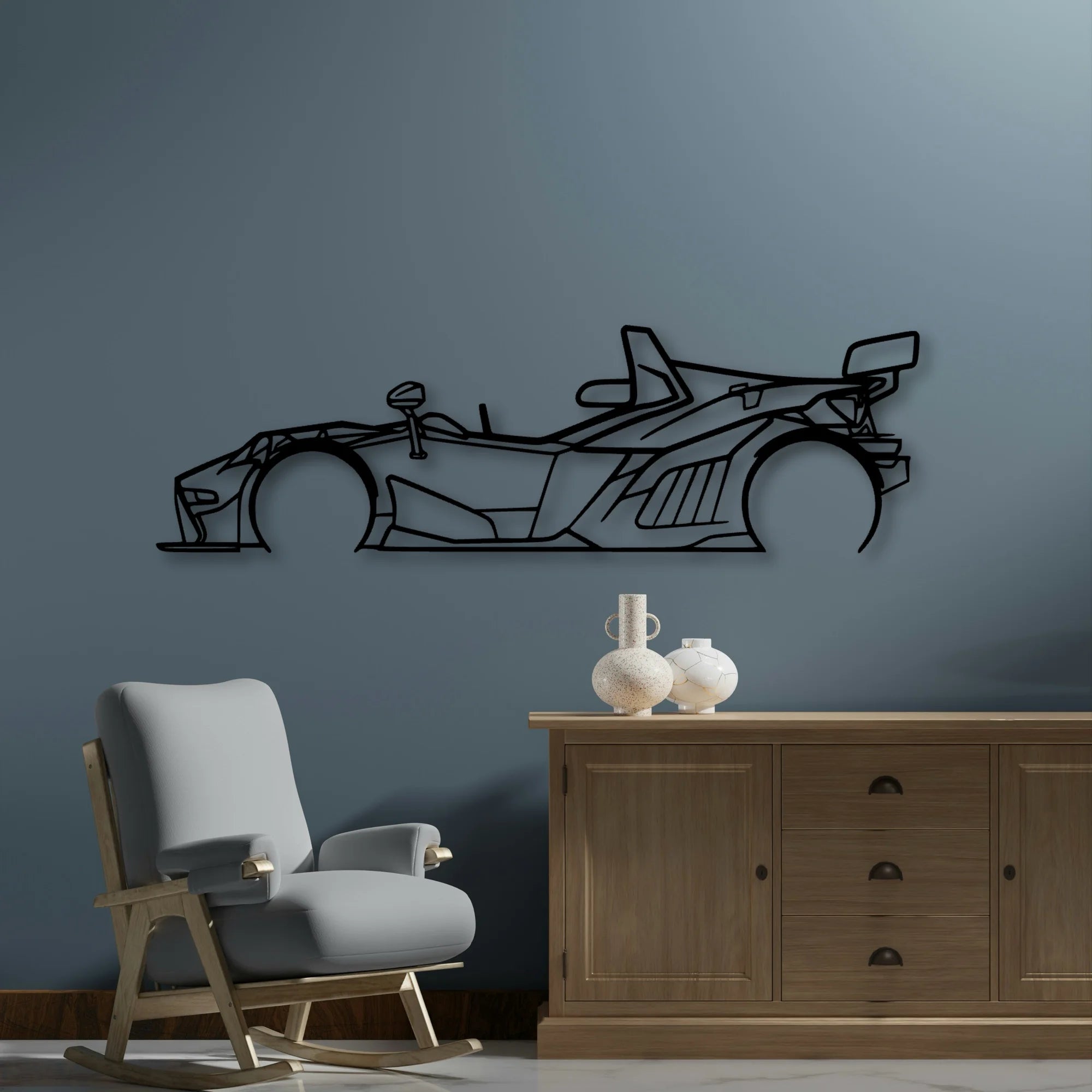 X Bow Classic Silhouette Metal Wall Art - Automotive Garage Decor