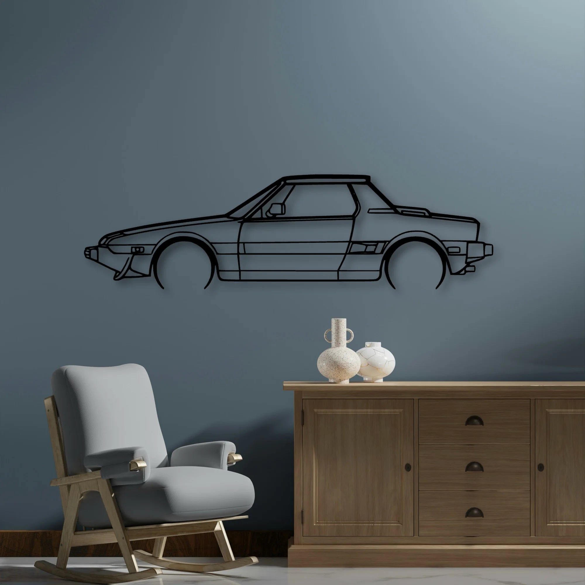 X1 9 Bertone 1987 Classic Silhouette Metal Wall Art - Automotive Garage Decor
