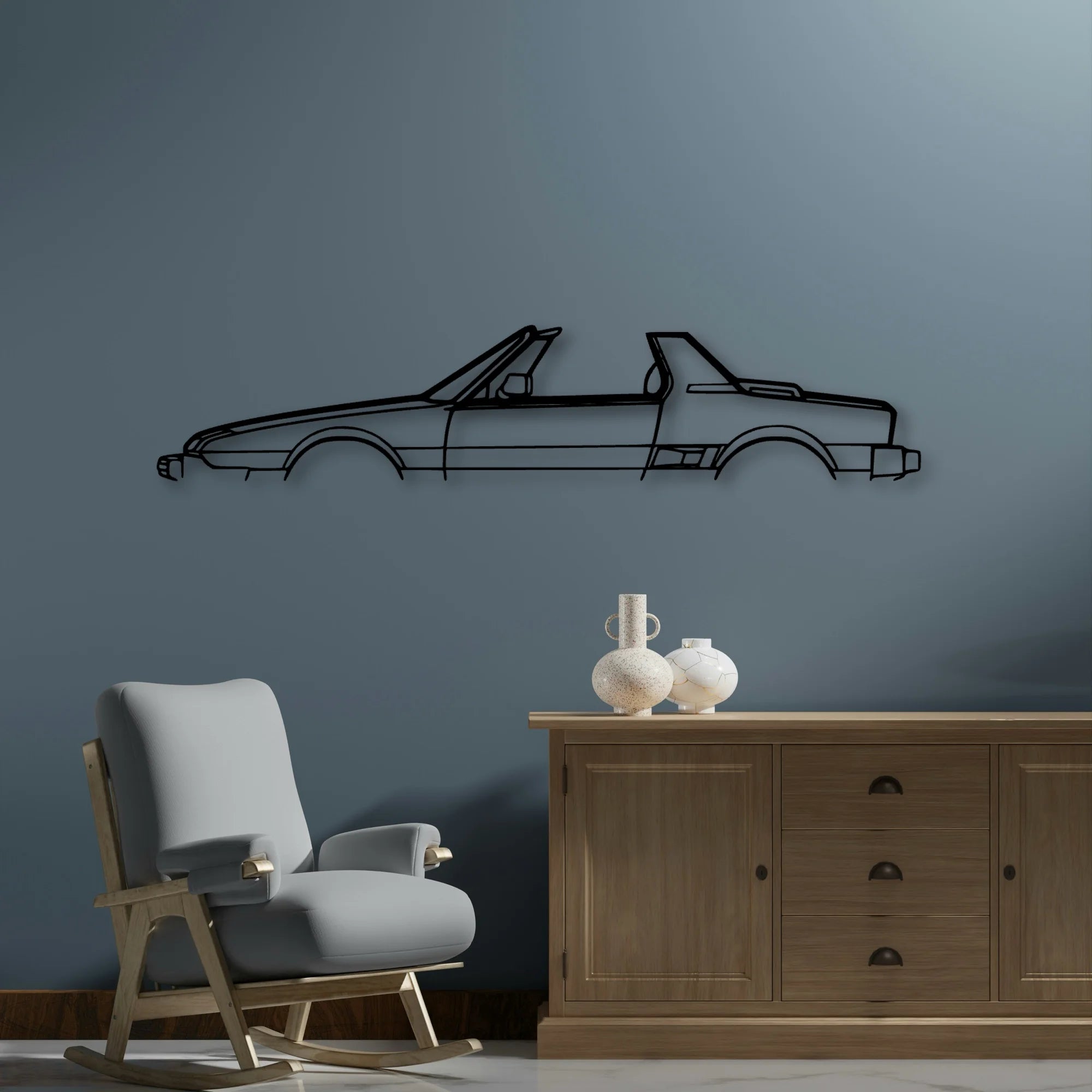X1 9 Convertible 1980 Classic Silhouette Metal Wall Art - Automotive Garage Decor