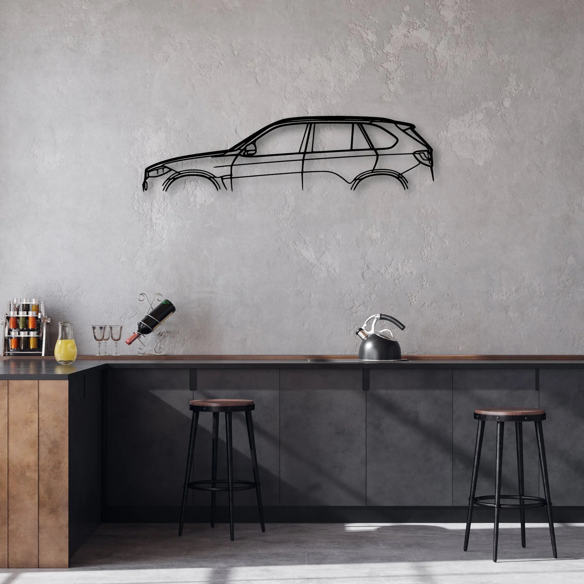 X5 2018 Classic Silhouette Metal Wall Art - Automotive Garage Decor