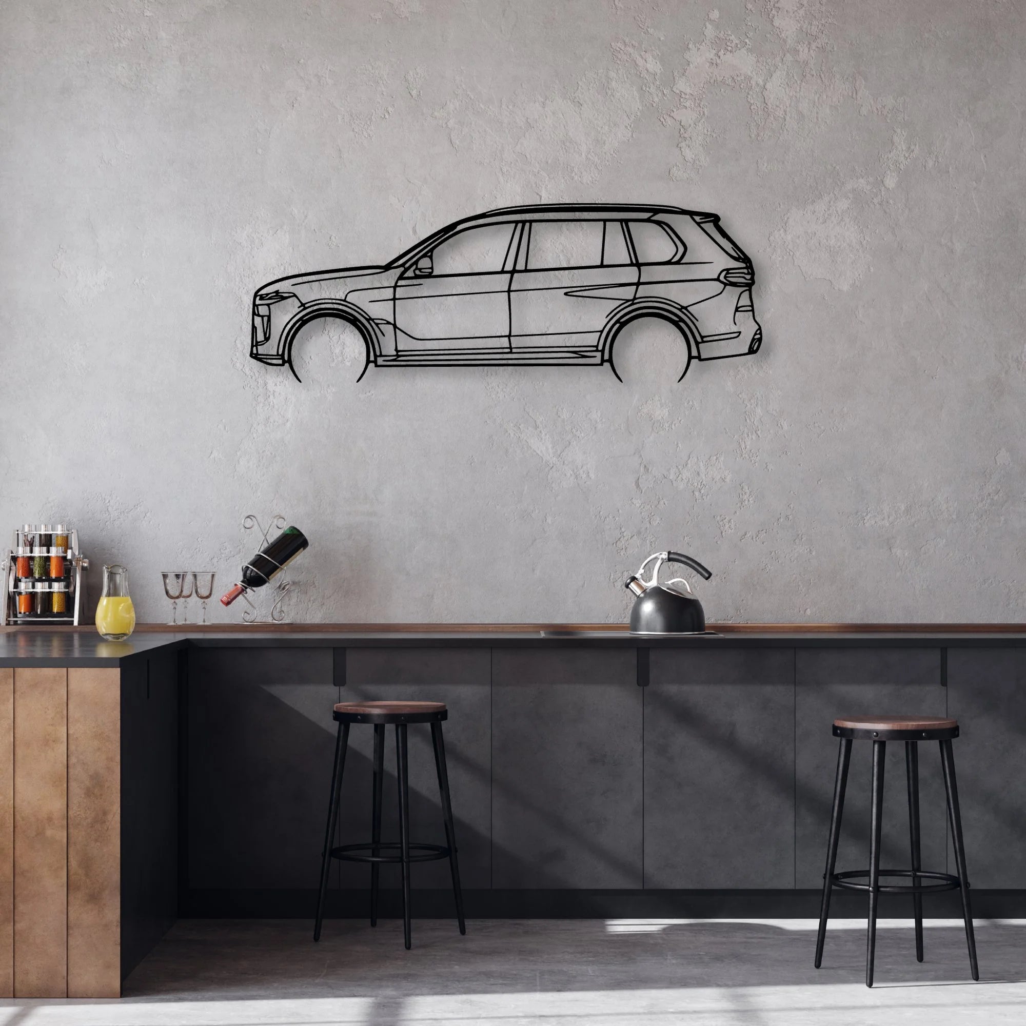 X7 2023 Classic Silhouette Metal Wall Art - Automotive Garage Decor