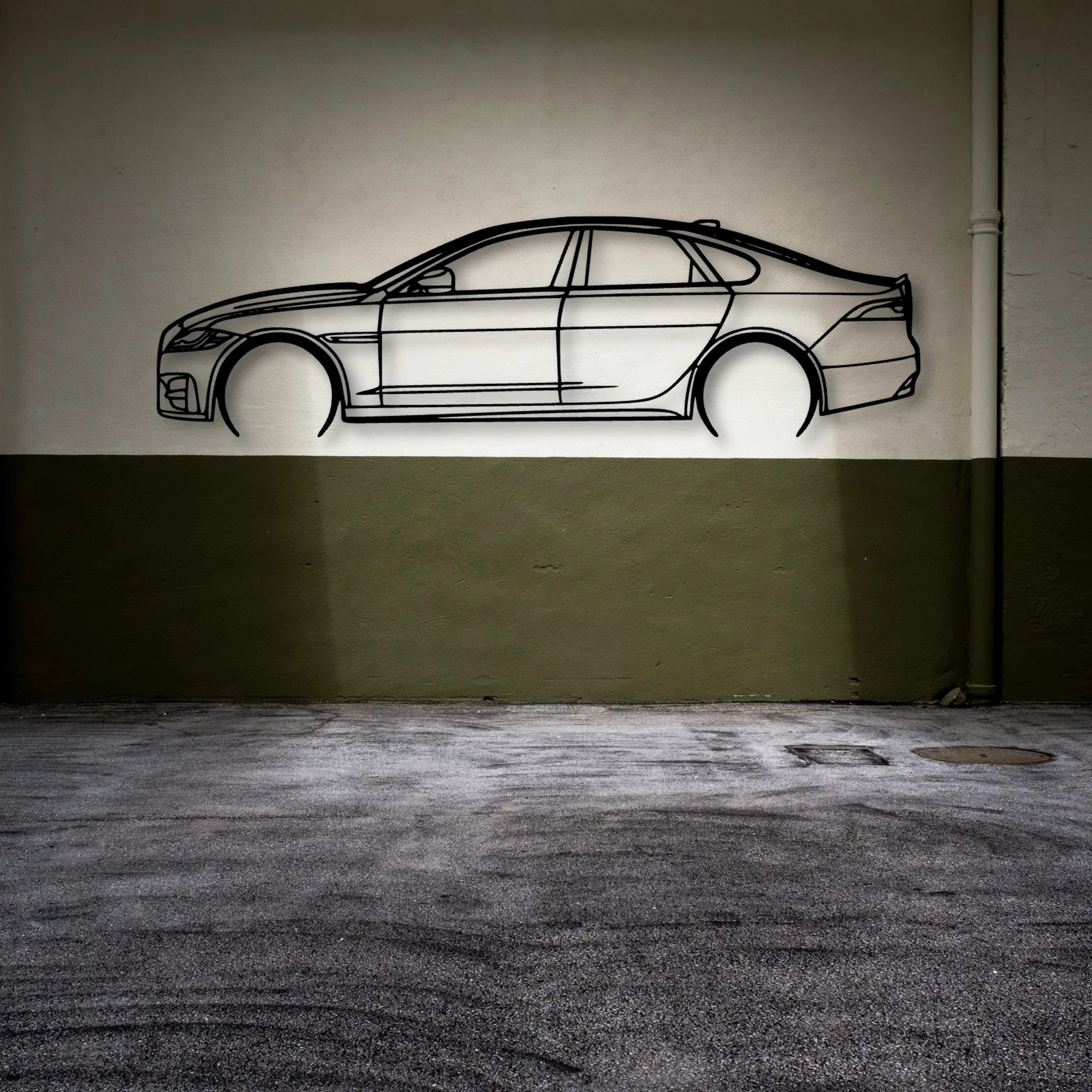 XF R 2016 Classic Silhouette Metal Wall Art - Automotive Garage Decor
