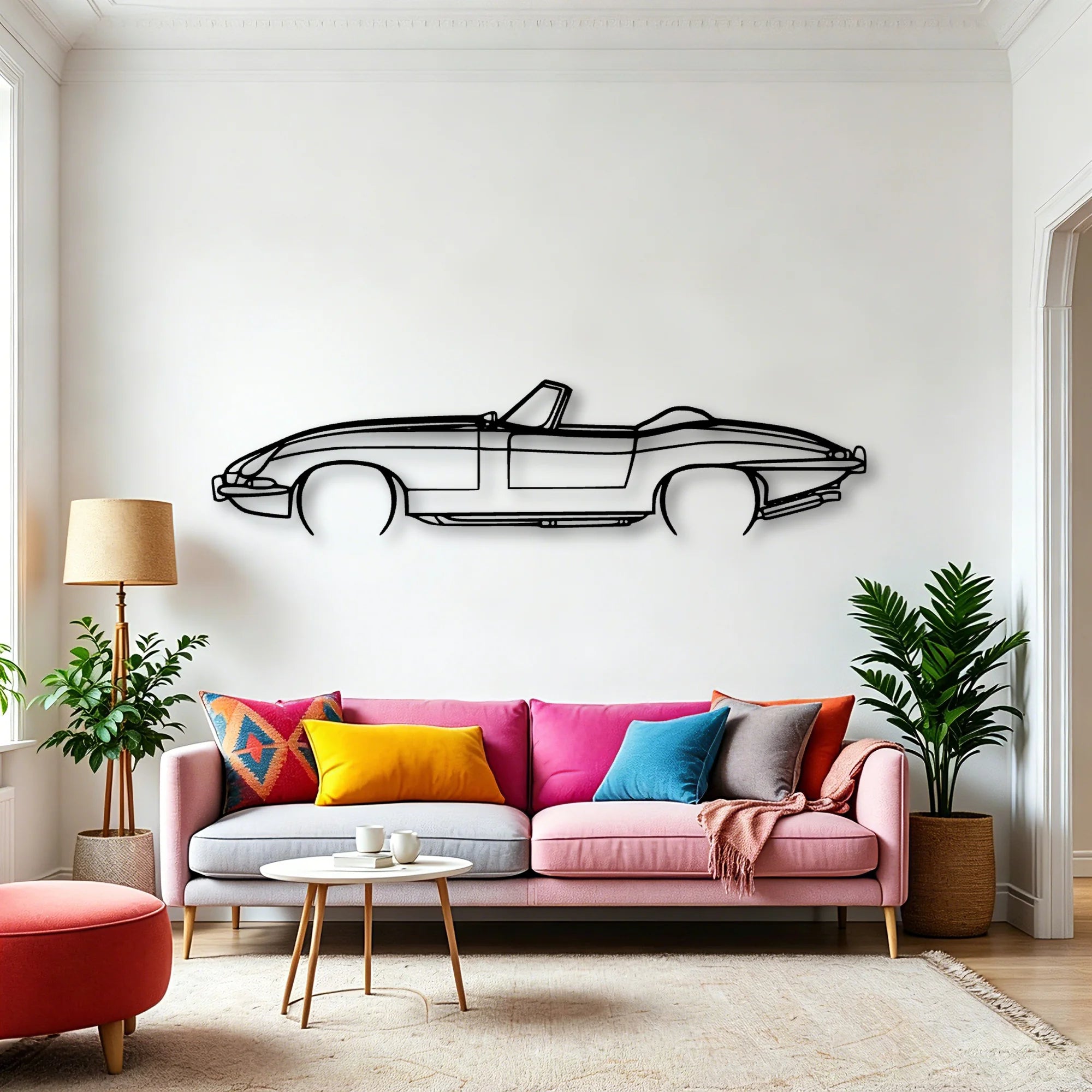 XKE Convertible 1967 Classic Silhouette Metal Wall Art - Automotive Garage Decor