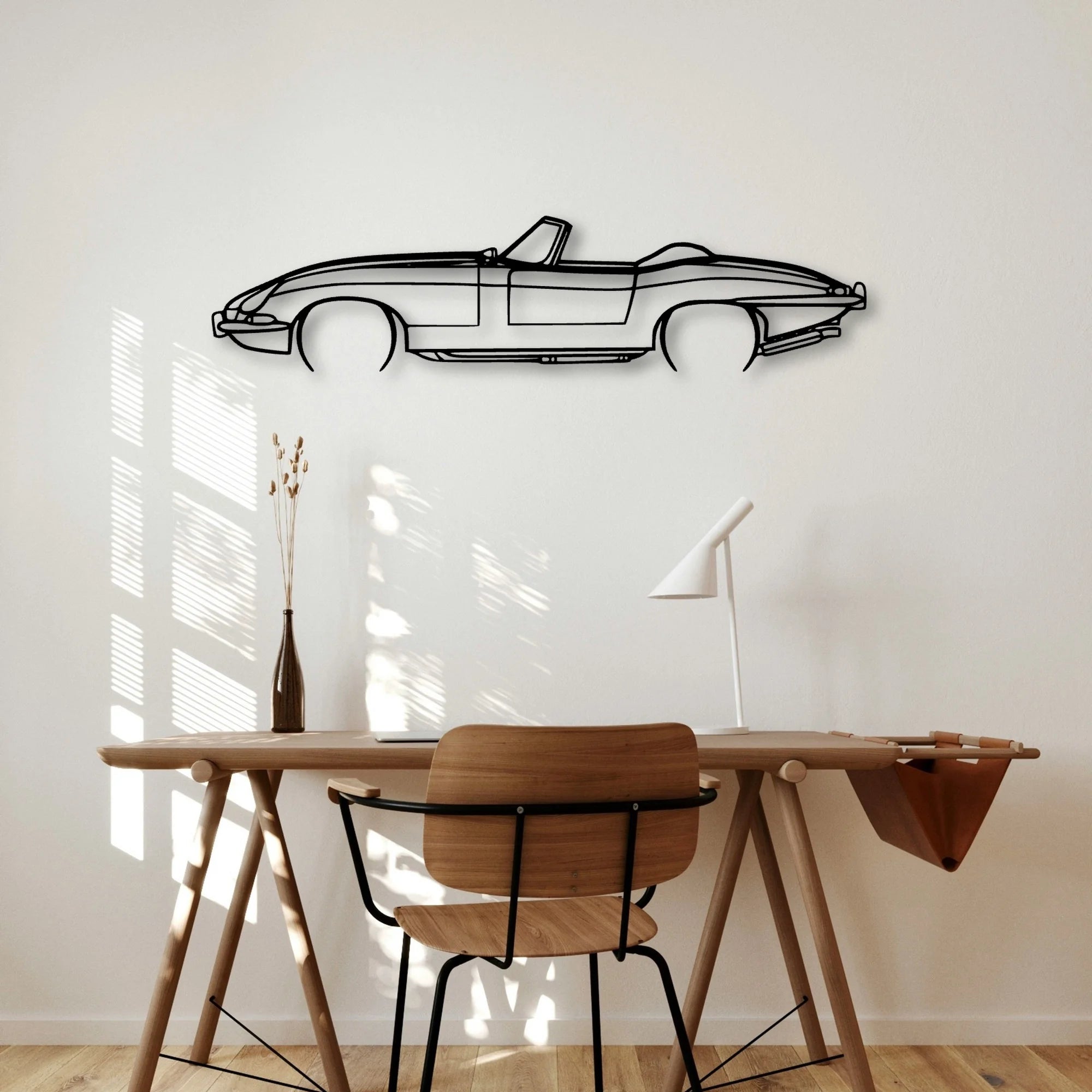 XKE Convertible 1967 Classic Silhouette Metal Wall Art - Automotive Garage Decor