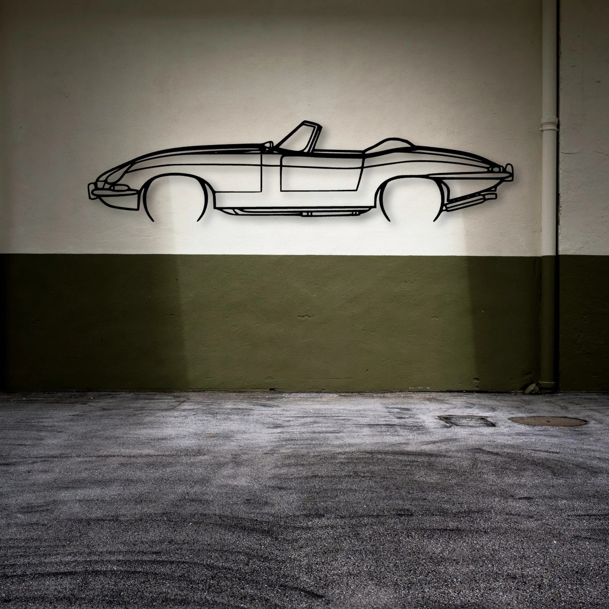 XKE Convertible 1967 Classic Silhouette Metal Wall Art - Automotive Garage Decor