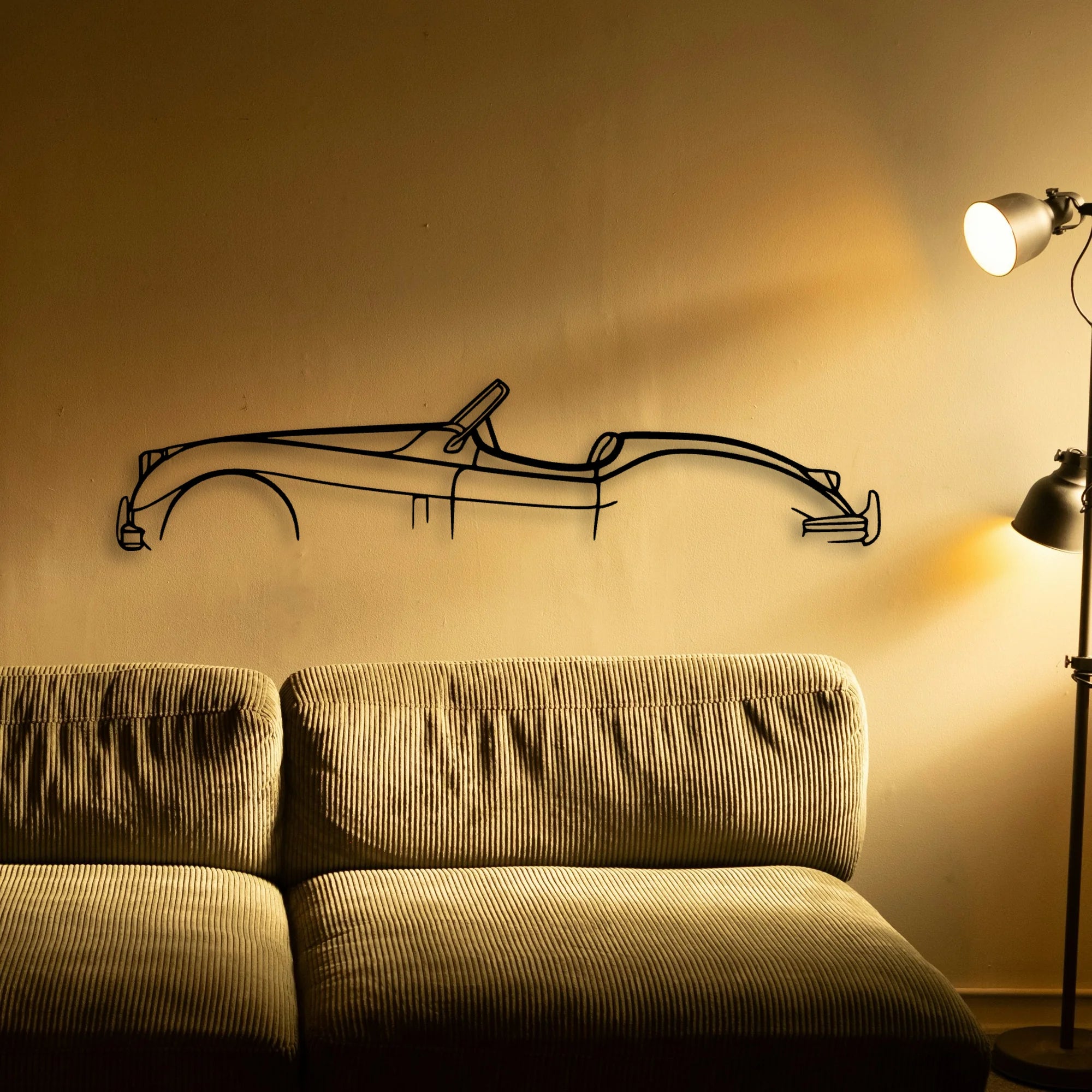 XK 140 Convertible Classic Silhouette Metal Wall Art - Automotive Garage Decor
