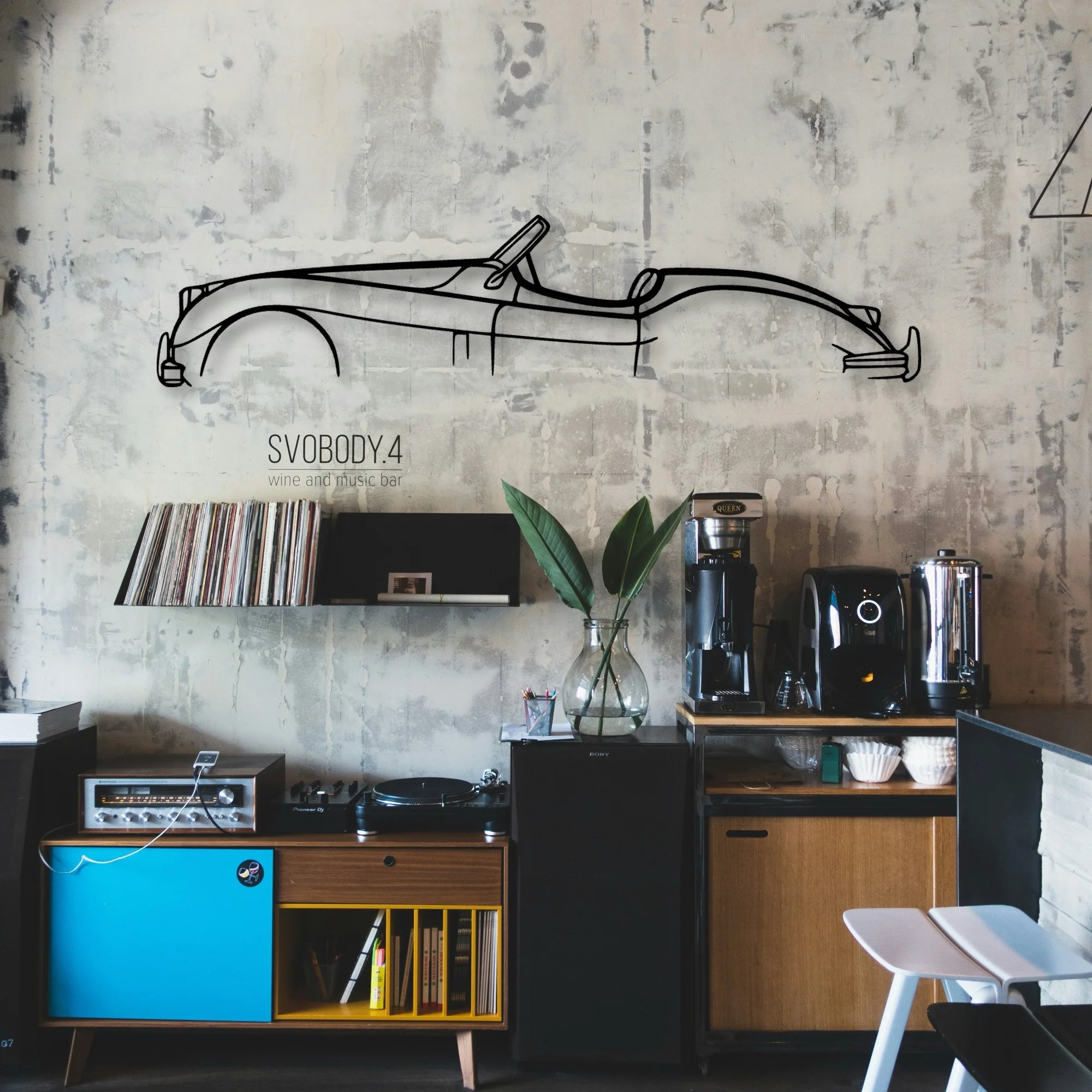 XK 140 Convertible Classic Silhouette Metal Wall Art - Automotive Garage Decor