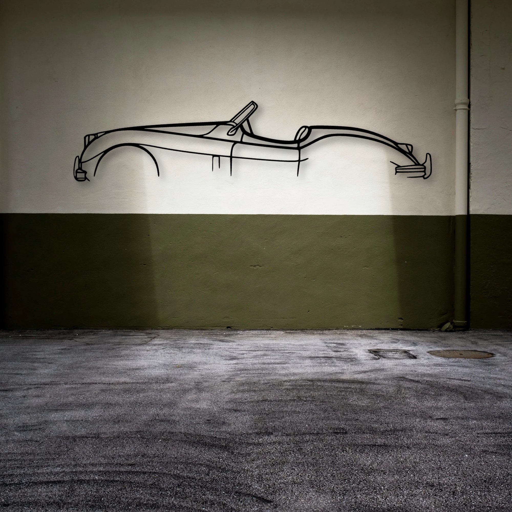 XK 140 Convertible Classic Silhouette Metal Wall Art - Automotive Garage Decor