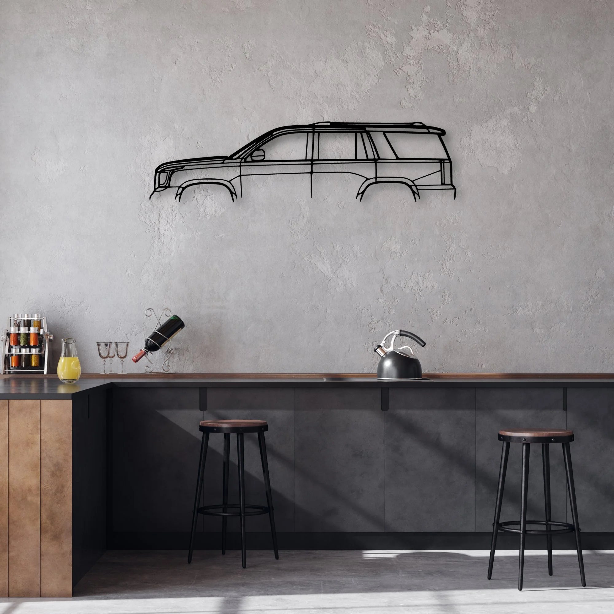 Yuk Denali 2016 Classic Silhouette Metal Wall Art - Automotive Garage Decor