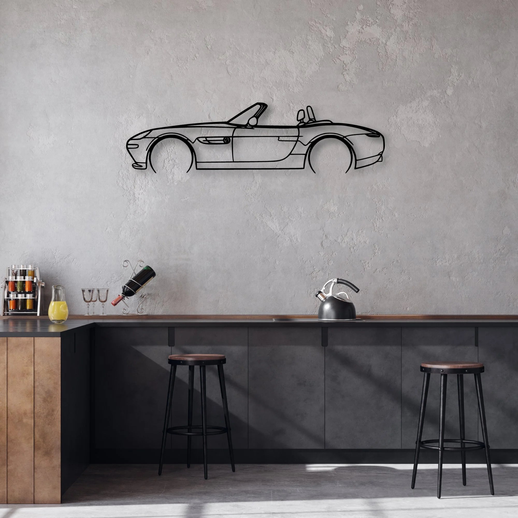Z8 2 Classic Silhouette Metal Wall Art - Automotive Garage Decor
