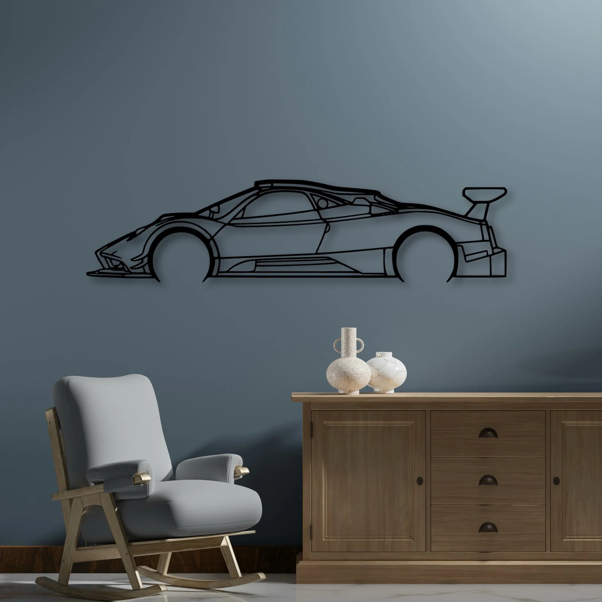 Zonda R 2008 Classic Silhouette Metal Wall Art - Automotive Garage Decor