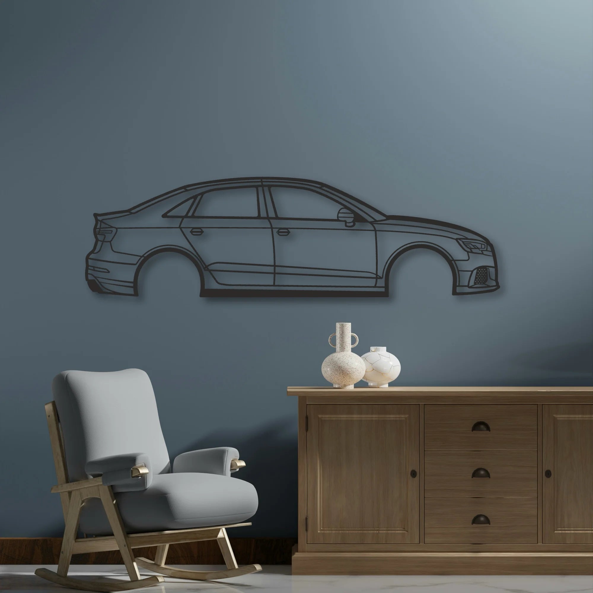 A RS3 Classic Silhouette Metal Wall Art - Automotive Garage Decor