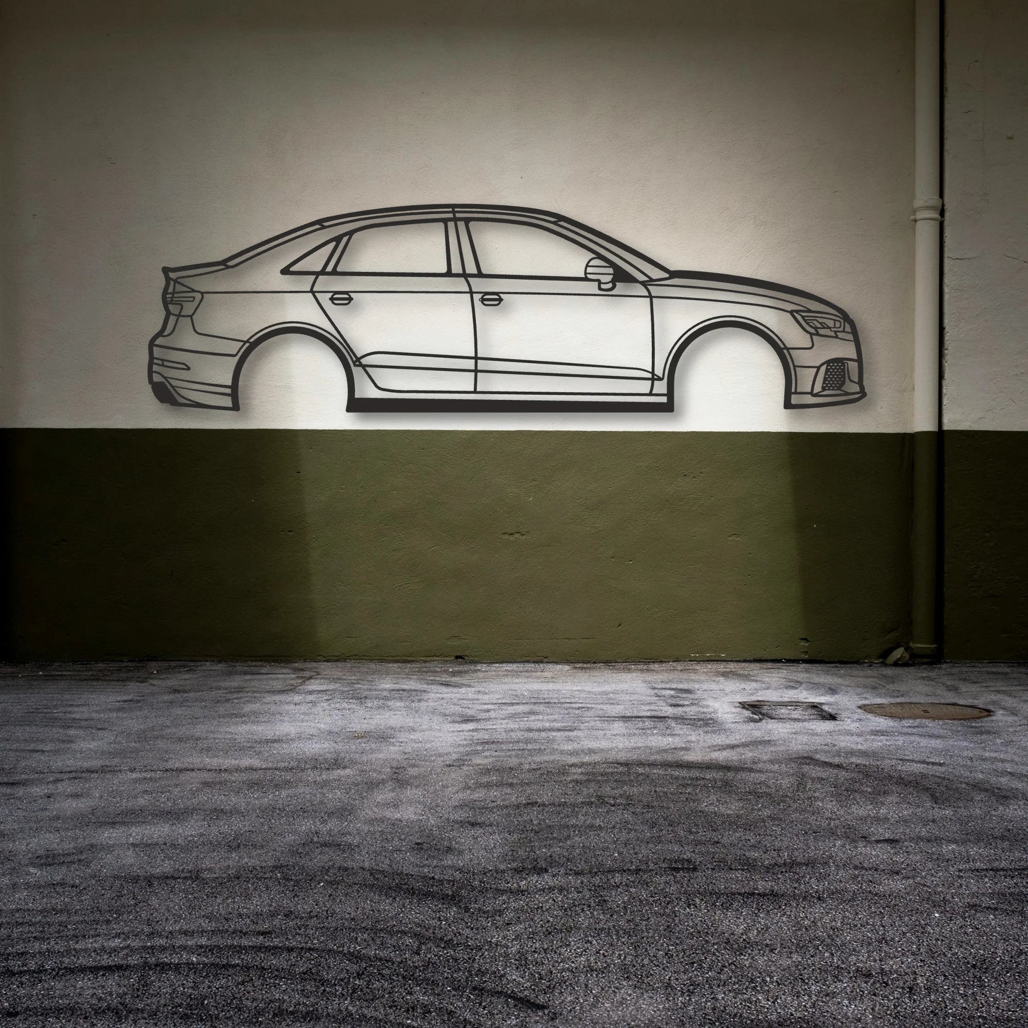 A RS3 Classic Silhouette Metal Wall Art - Automotive Garage Decor