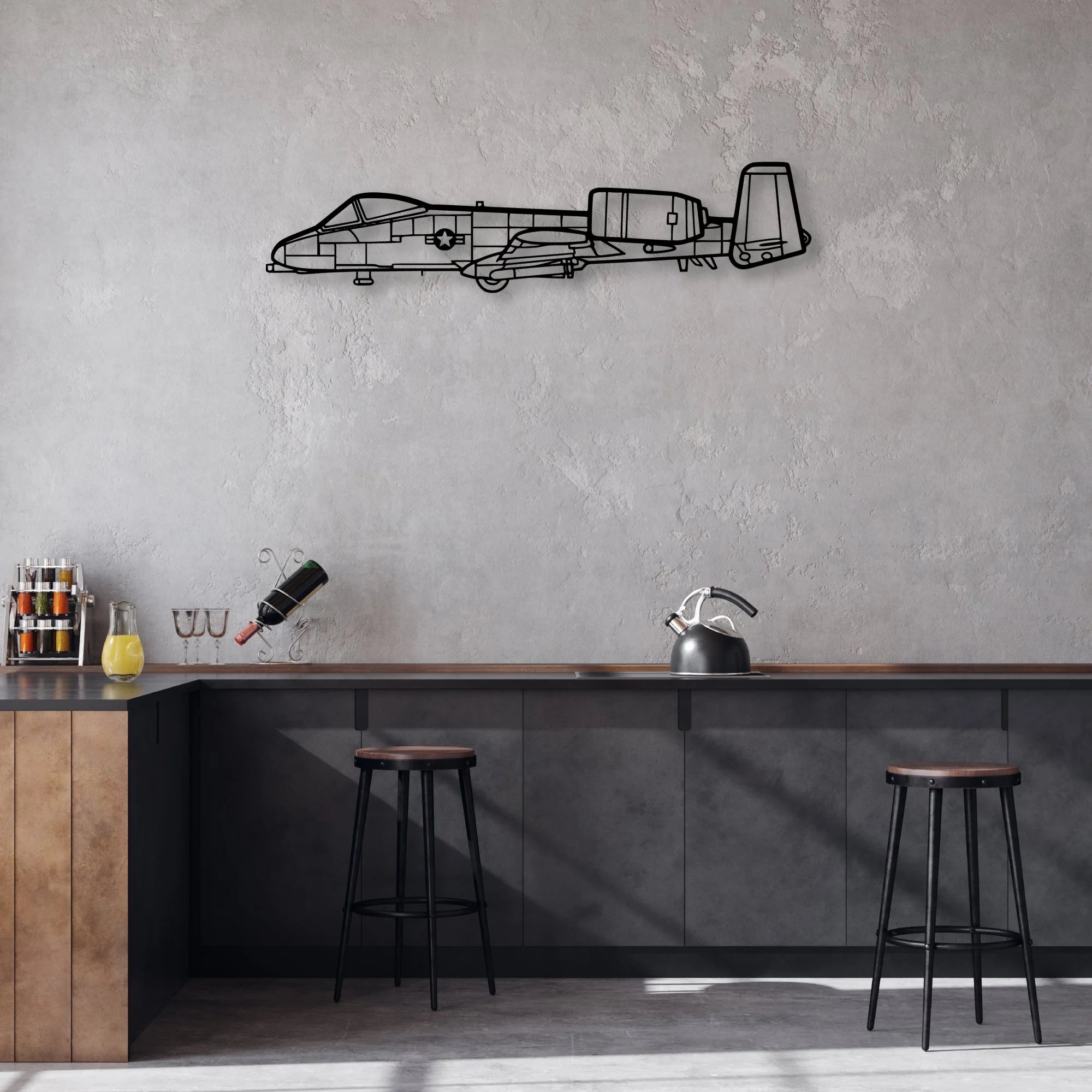 A10 Thunderbolt 2 Classic Aircraft Silhouette Metal Wall Art - Aviation Hangar Decor