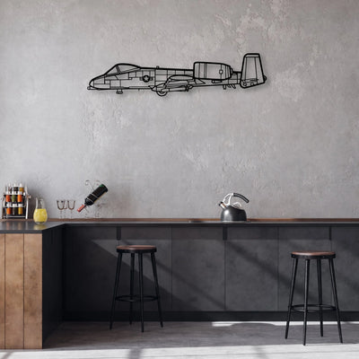 A10 Thunderbolt 2 Classic Aircraft Silhouette Metal Wall Art - Aviation Hangar Decor