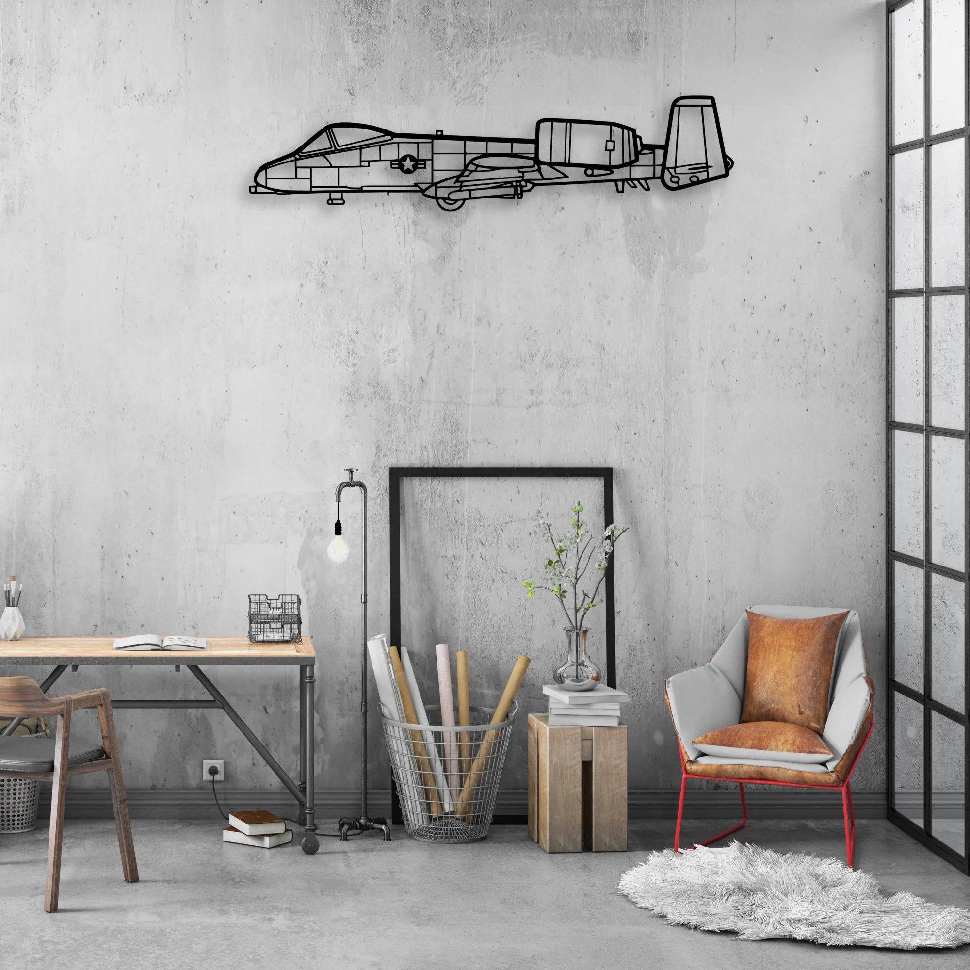 A10 Thunderbolt 2 Classic Aircraft Silhouette Metal Wall Art - Aviation Hangar Decor