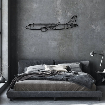 A320NEO 2 Classic Aircraft Silhouette Metal Wall Art - Aviation Hangar Decor