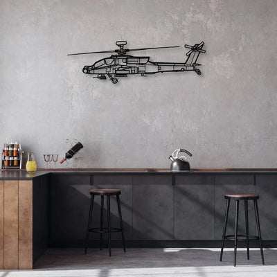 AH-64D Apache 2 Classic Aircraft Silhouette Metal Wall Art - Aviation Hangar Decor