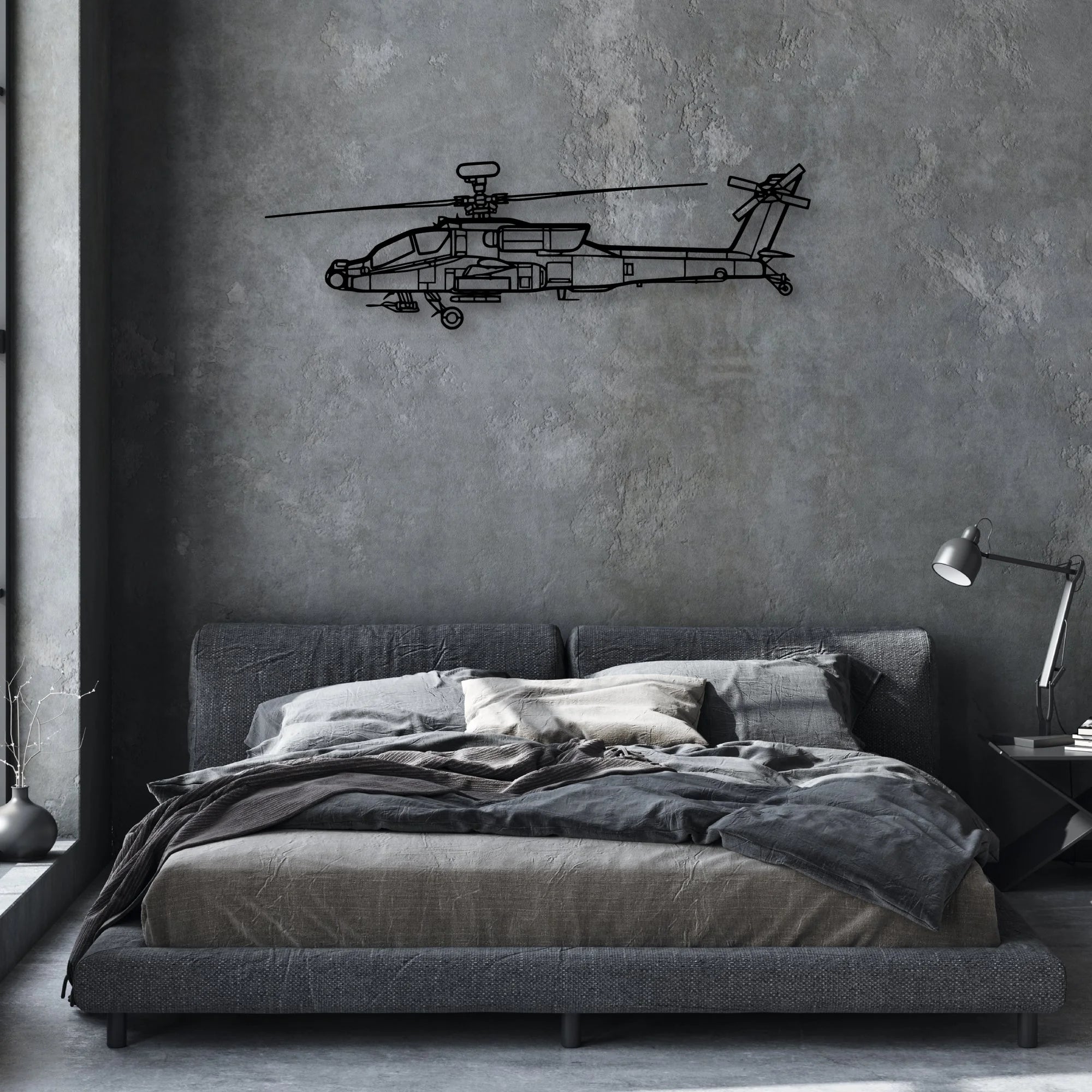 AH-64D Apache 2 Classic Aircraft Silhouette Metal Wall Art - Aviation Hangar Decor