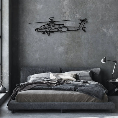 AH-64D Apache 2 Classic Aircraft Silhouette Metal Wall Art - Aviation Hangar Decor