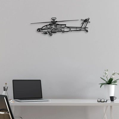 AH-64D Apache 2 Classic Aircraft Silhouette Metal Wall Art - Aviation Hangar Decor