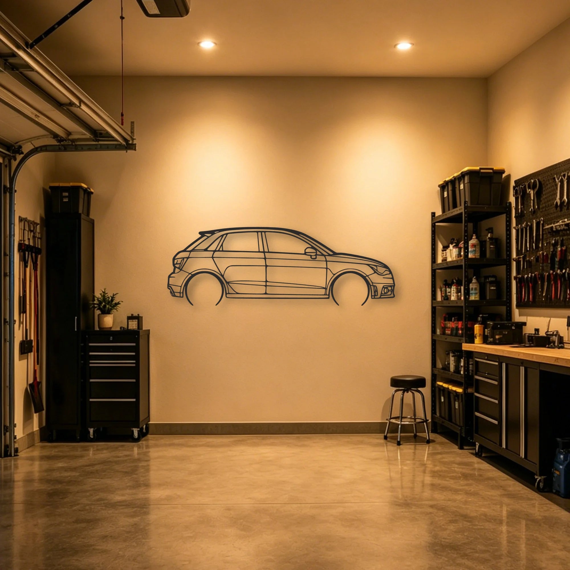 Audi A1 Classic Silhouette Metal Wall Art - Automotive Garage Decor