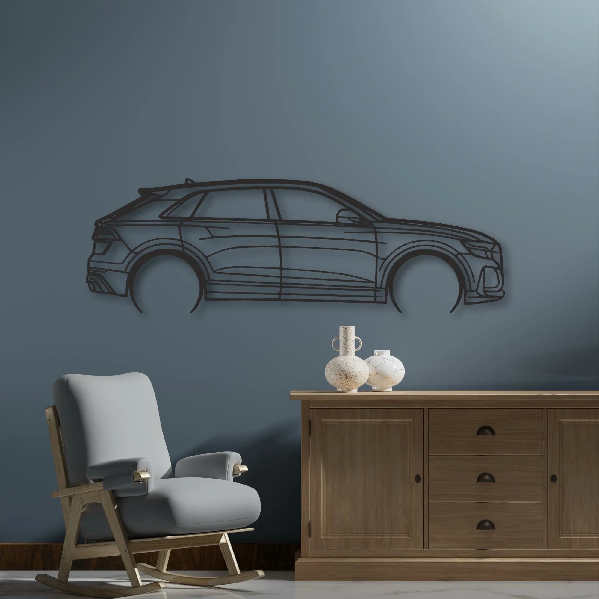 Audi Q8 Classic Silhouette Metal Wall Art - Automotive Garage Decor