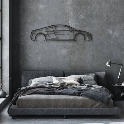 audi r8 v10 Classic Silhouette Metal Wall Art - Automotive Garage Decor