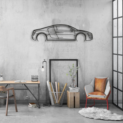 audi r8 v10 Classic Silhouette Metal Wall Art - Automotive Garage Decor