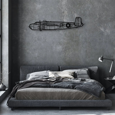 B-25H 2 Classic Aircraft Silhouette Metal Wall Art - Aviation Hangar Decor