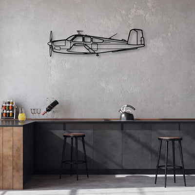 Beechcraft V35 Classic Aircraft Silhouette Metal Wall Art - Aviation Hangar Decor