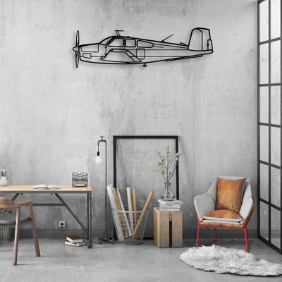 Beechcraft V35 Classic Aircraft Silhouette Metal Wall Art - Aviation Hangar Decor
