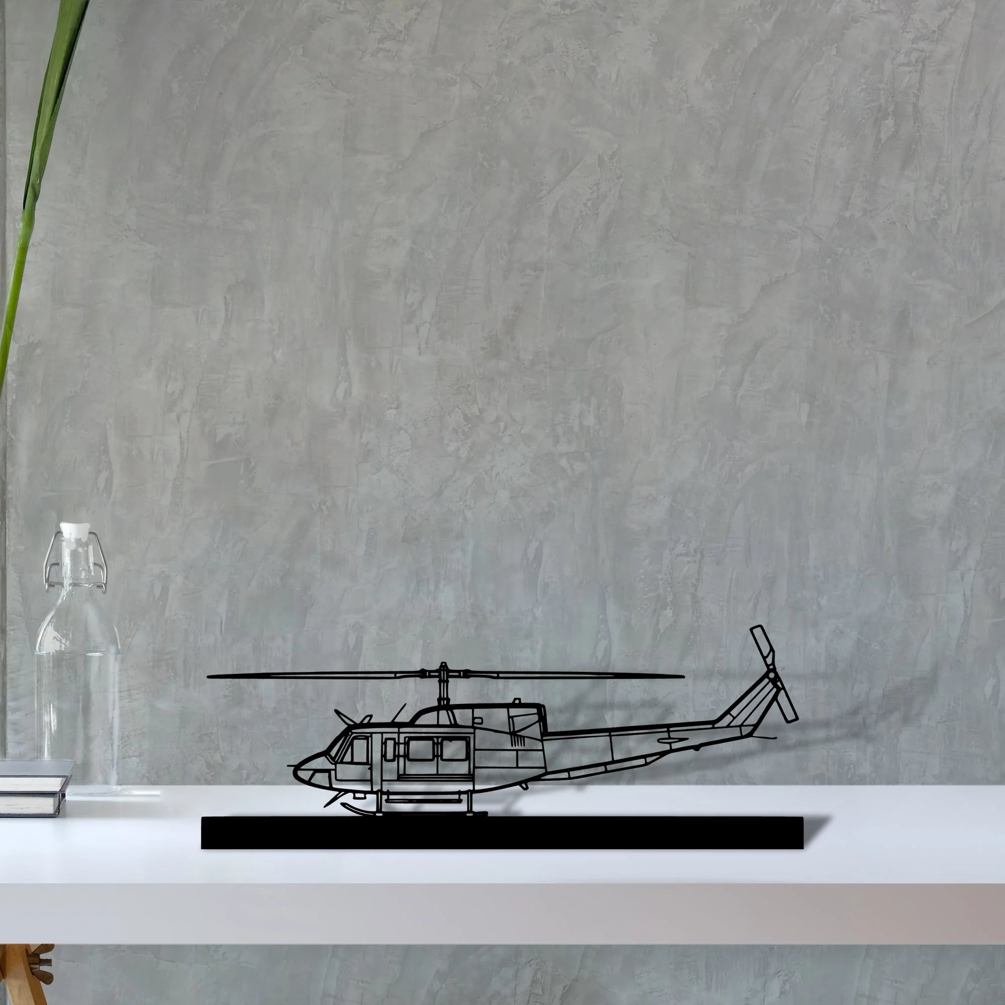 bell-212-sentry Silhouette Metal Art Stand - Aero Silhouette