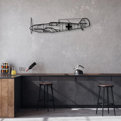 BF109 3 Classic Aircraft Silhouette Metal Wall Art - Aviation Hangar Decor