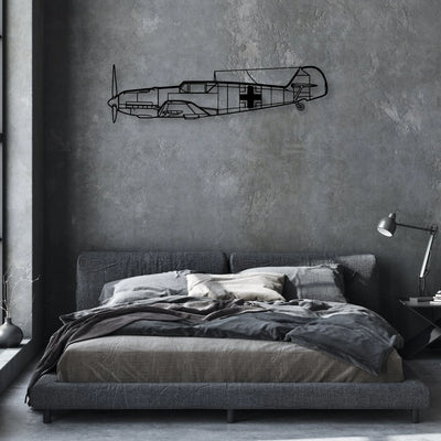 BF109 3 Classic Aircraft Silhouette Metal Wall Art - Aviation Hangar Decor