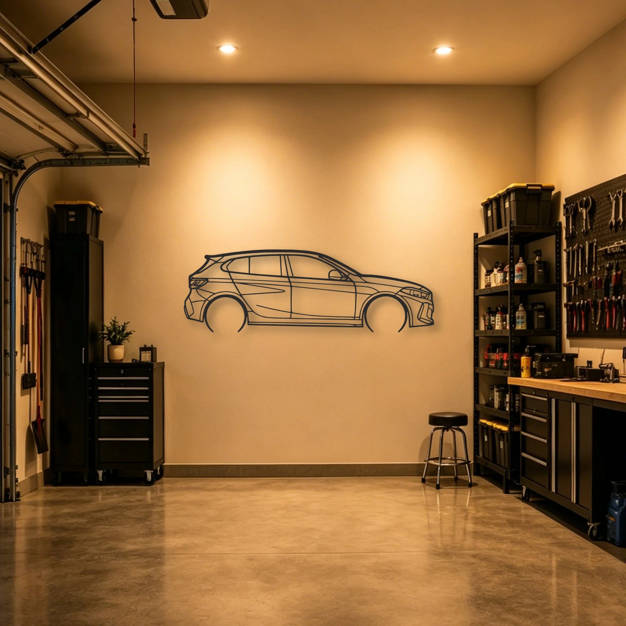 BMW 135i F40 Classic Silhouette Metal Wall Art - Automotive Garage Decor