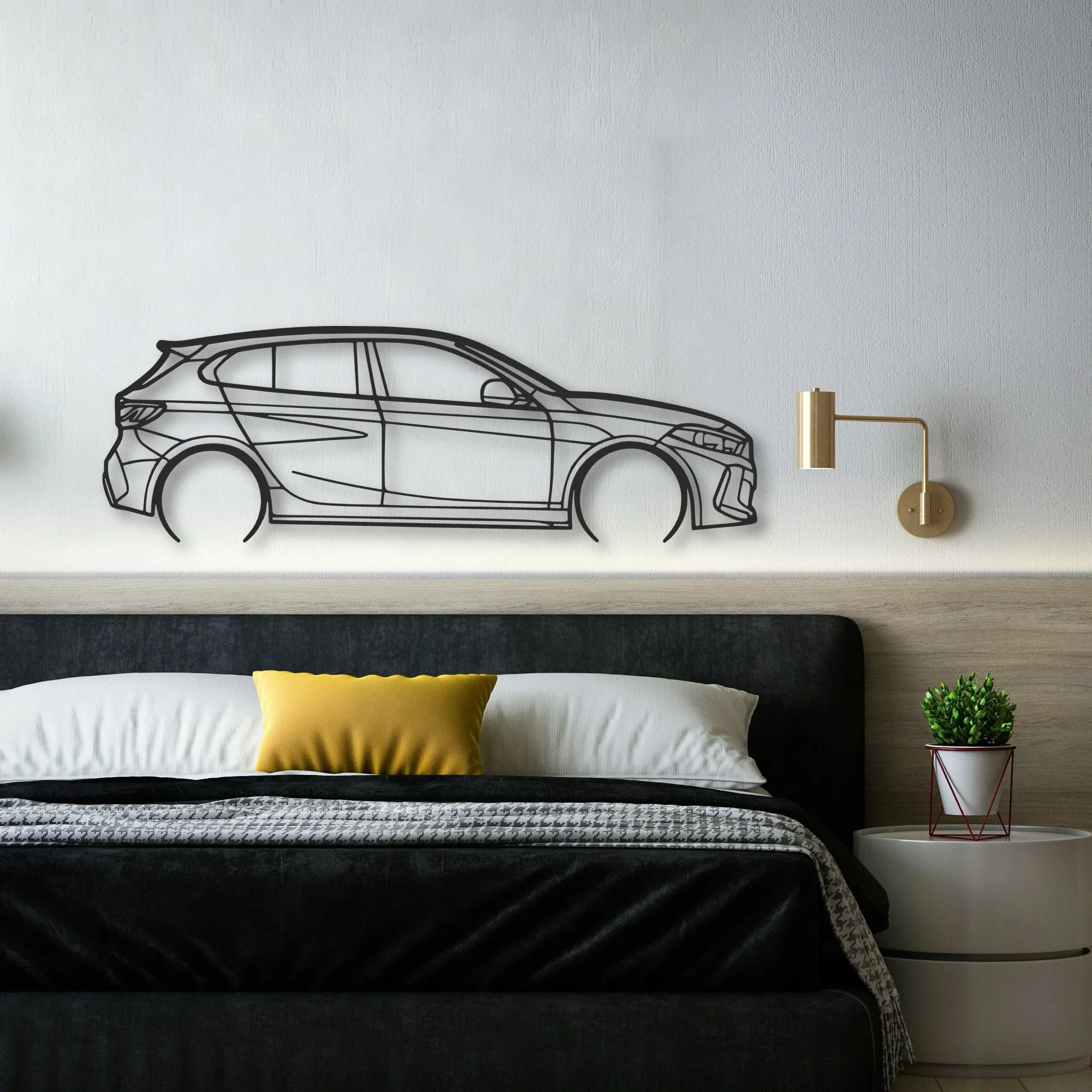 BMW 135i F40 Classic Silhouette Metal Wall Art - Automotive Garage Decor