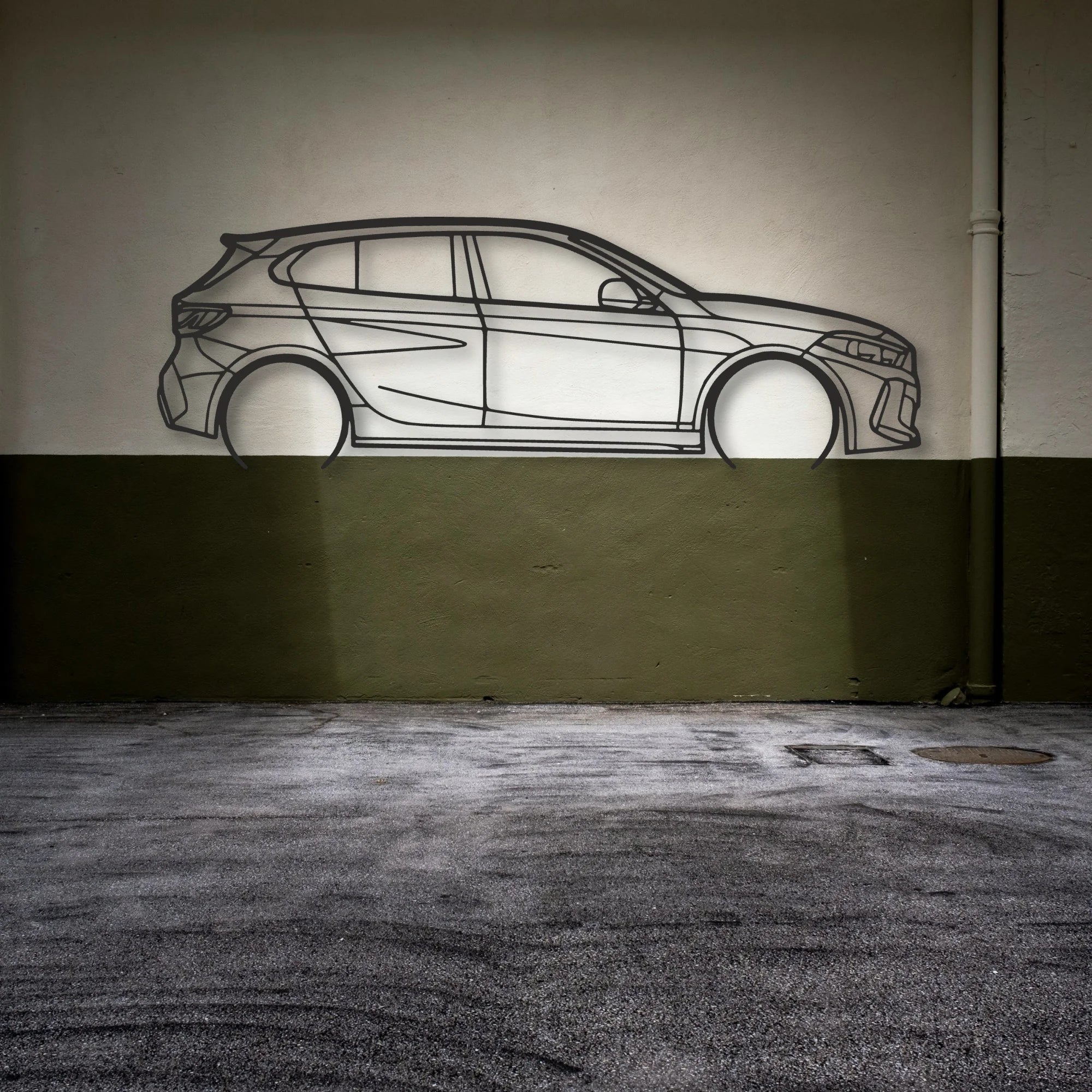 BMW 135i F40 Classic Silhouette Metal Wall Art - Automotive Garage Decor