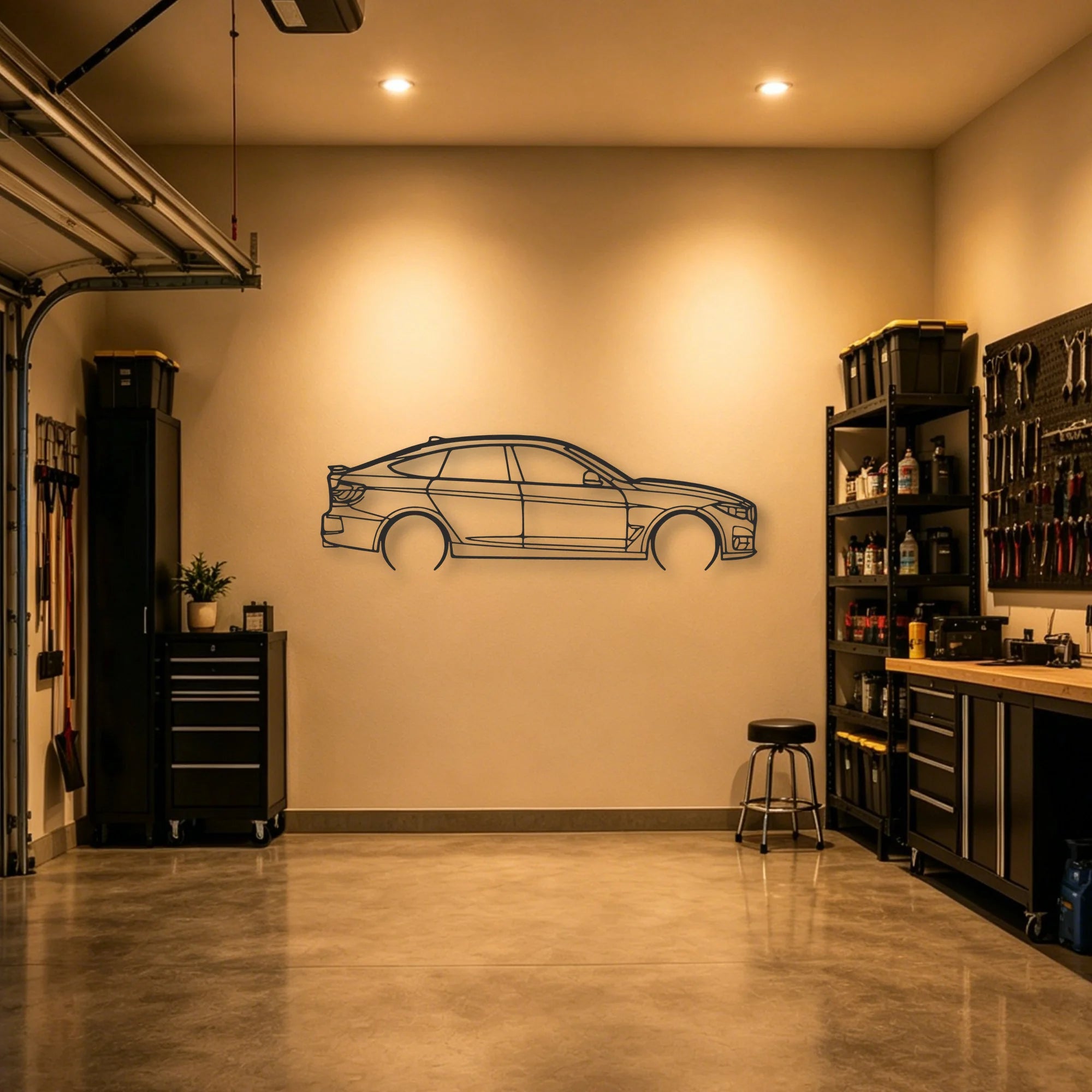BMW 330 GT Classic Silhouette Metal Wall Art - Automotive Garage Decor