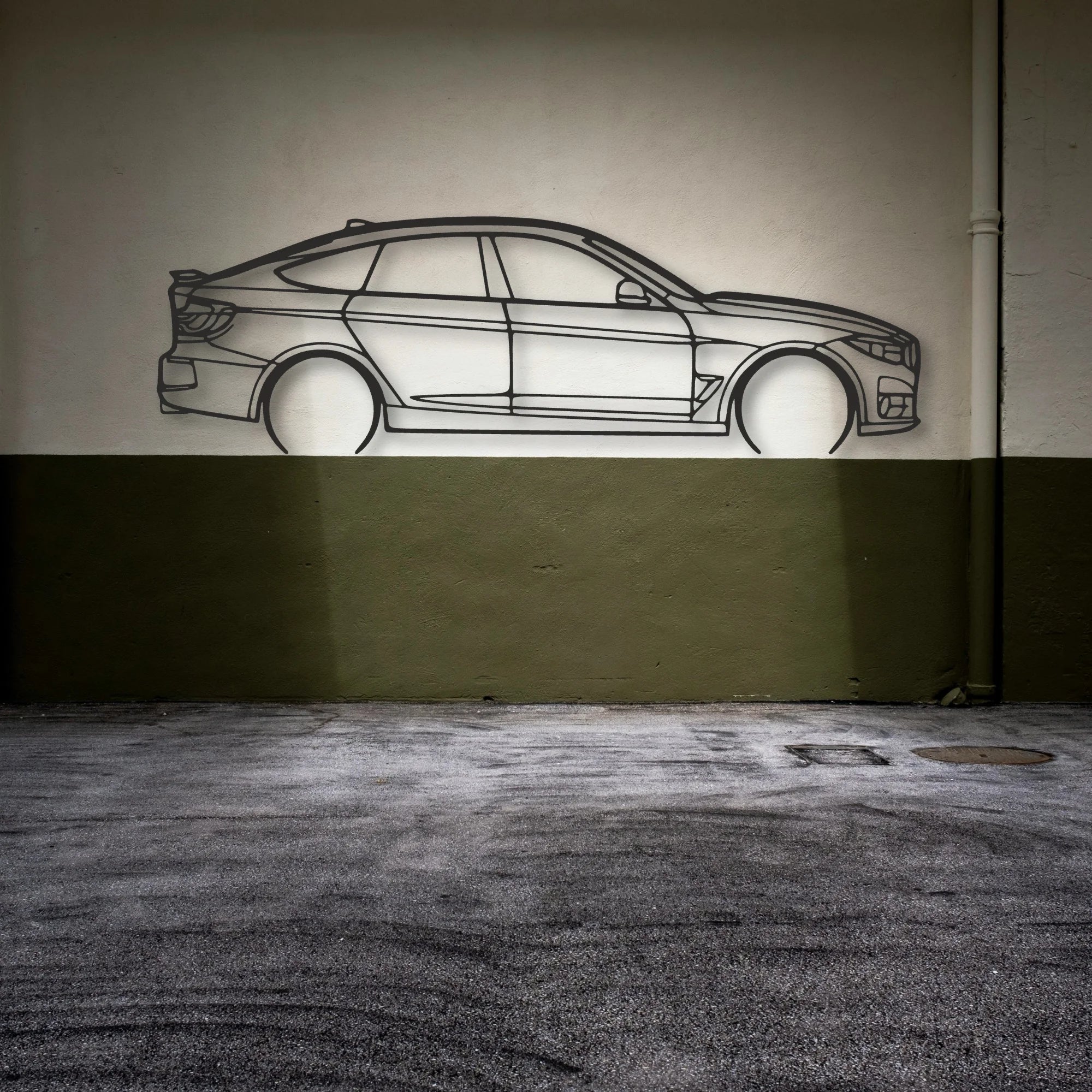 BMW 330 GT Classic Silhouette Metal Wall Art - Automotive Garage Decor
