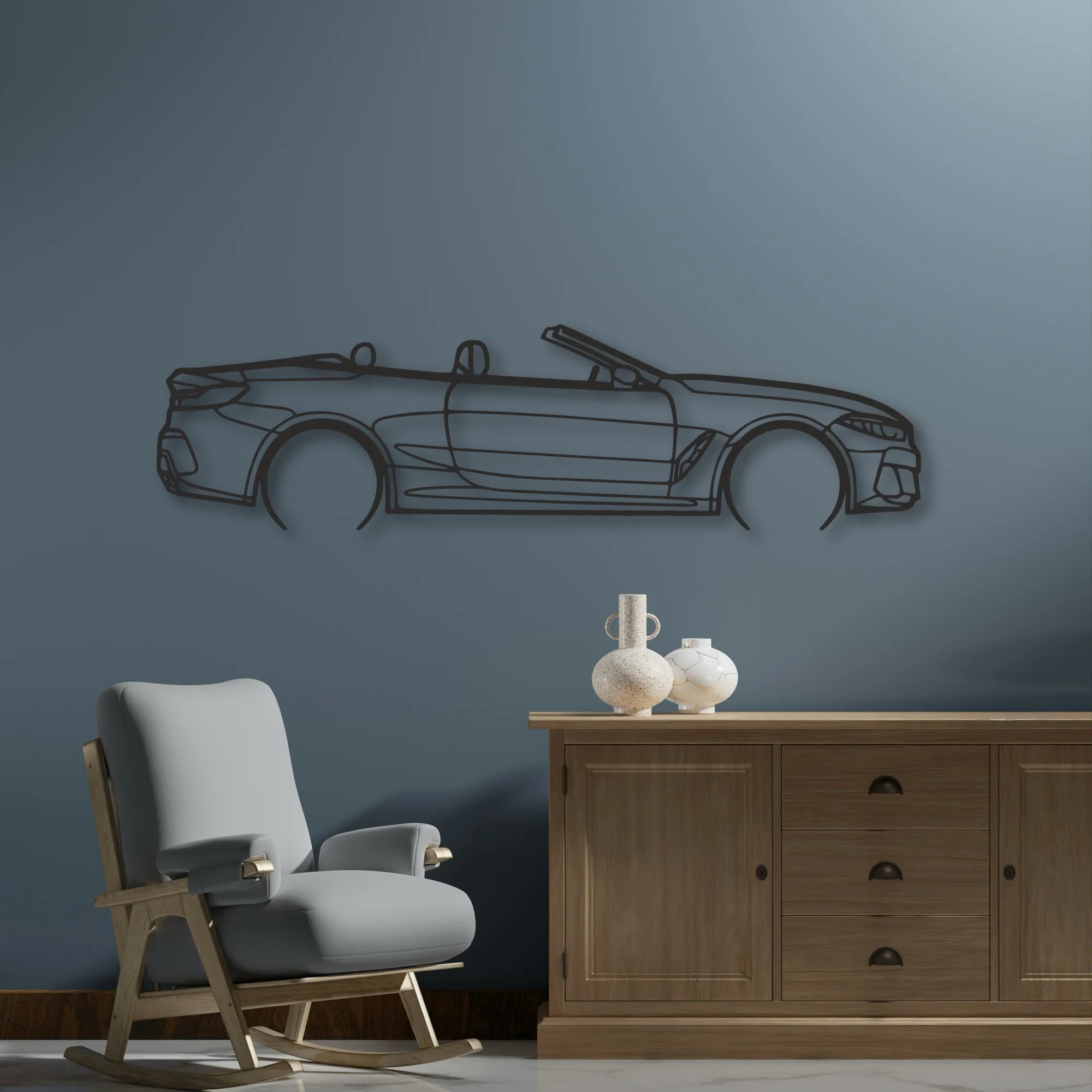 BMW 850i Classic Silhouette Metal Wall Art - Automotive Garage Decor