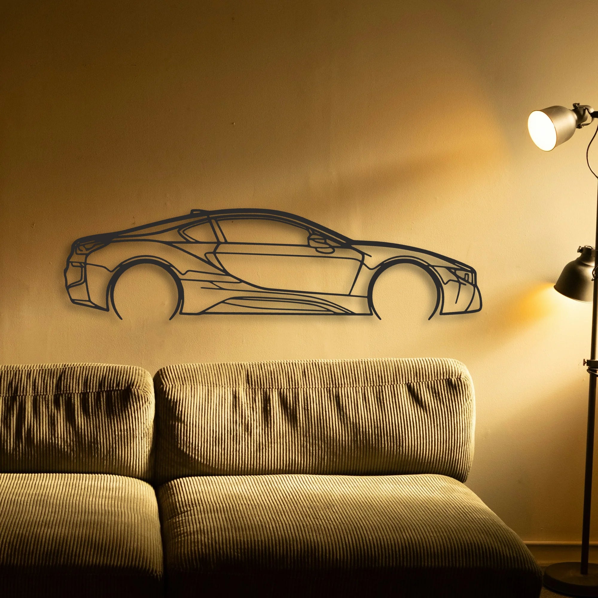 BMW I8 Classic Silhouette Metal Wall Art - Automotive Garage Decor