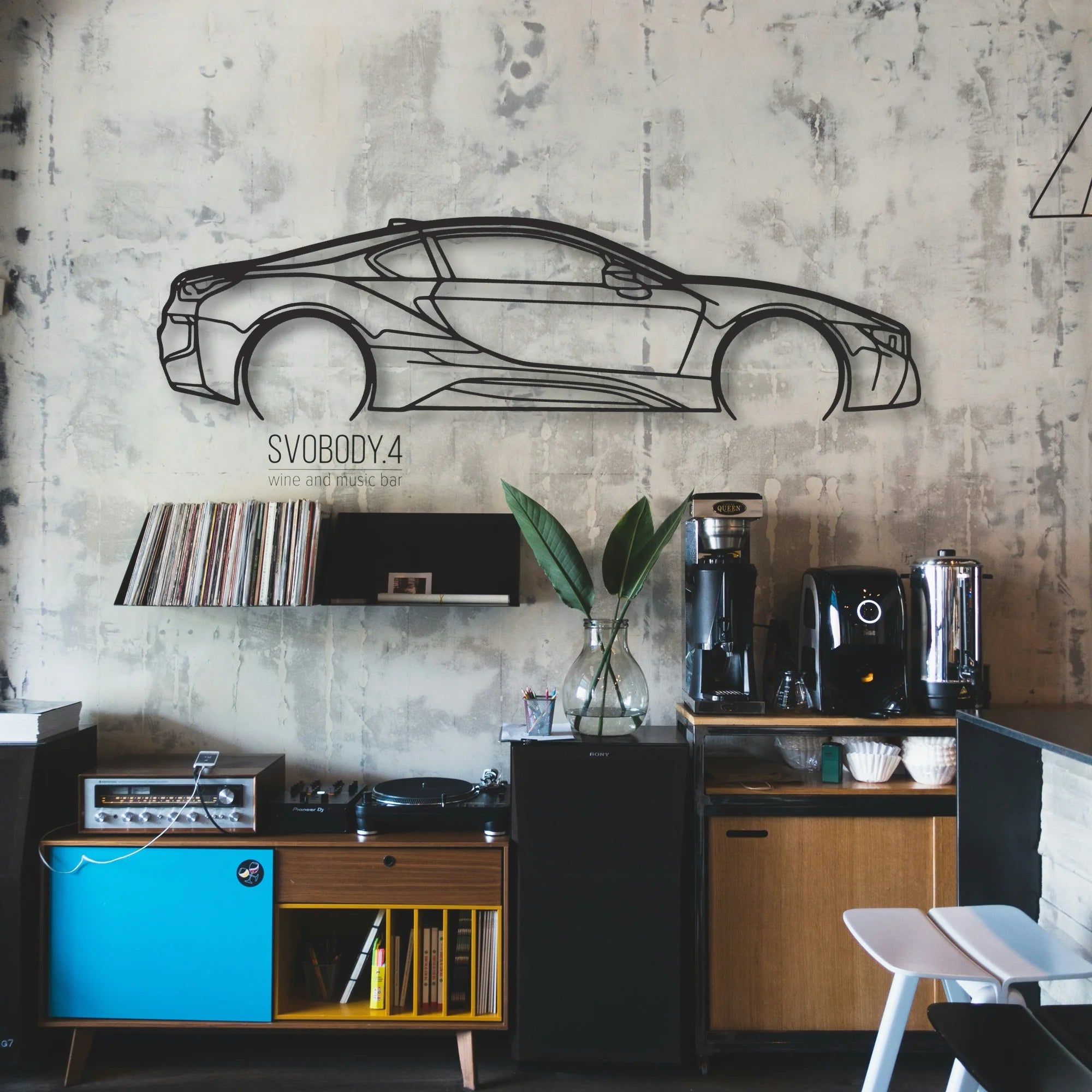 BMW I8 Classic Silhouette Metal Wall Art - Automotive Garage Decor