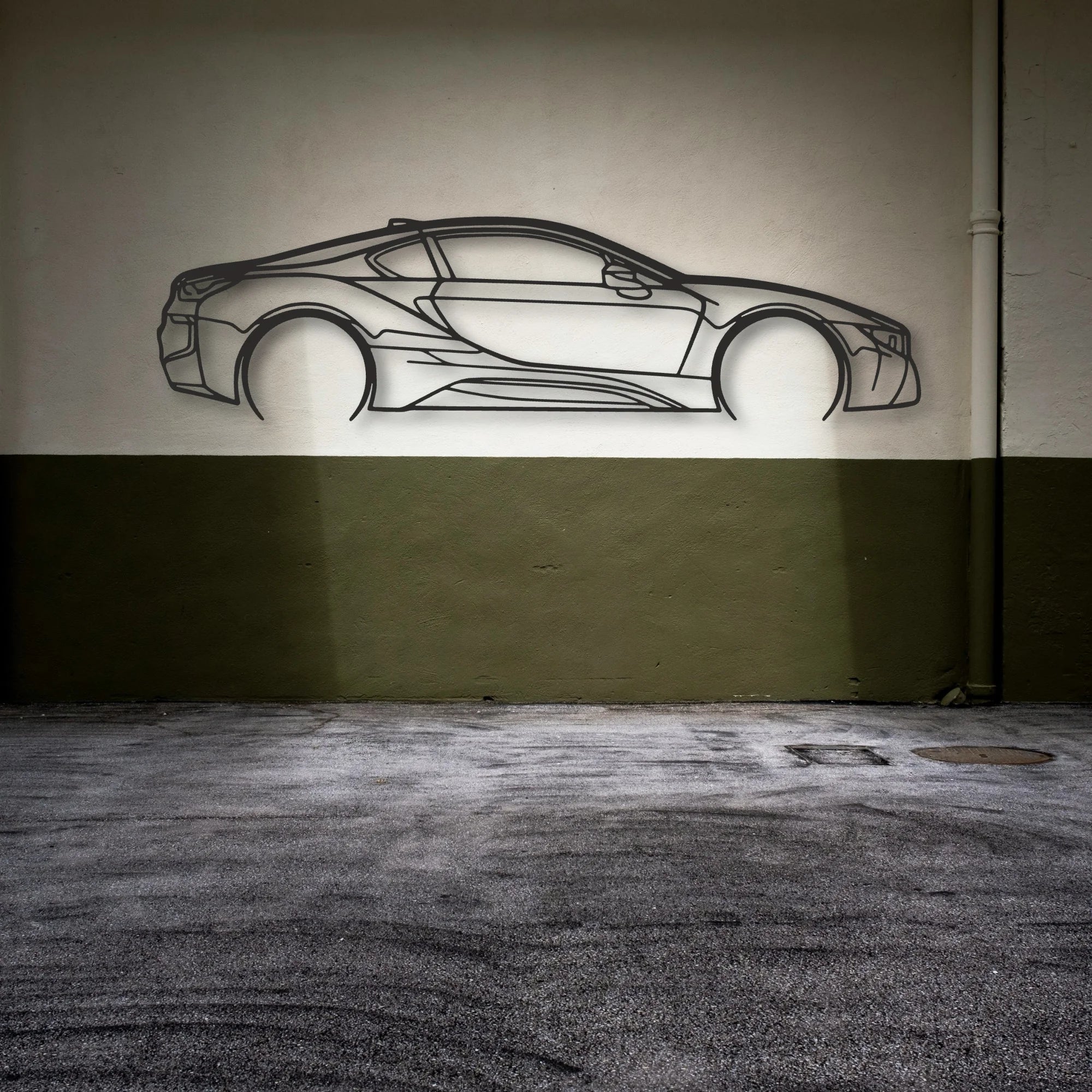 BMW I8 Classic Silhouette Metal Wall Art - Automotive Garage Decor